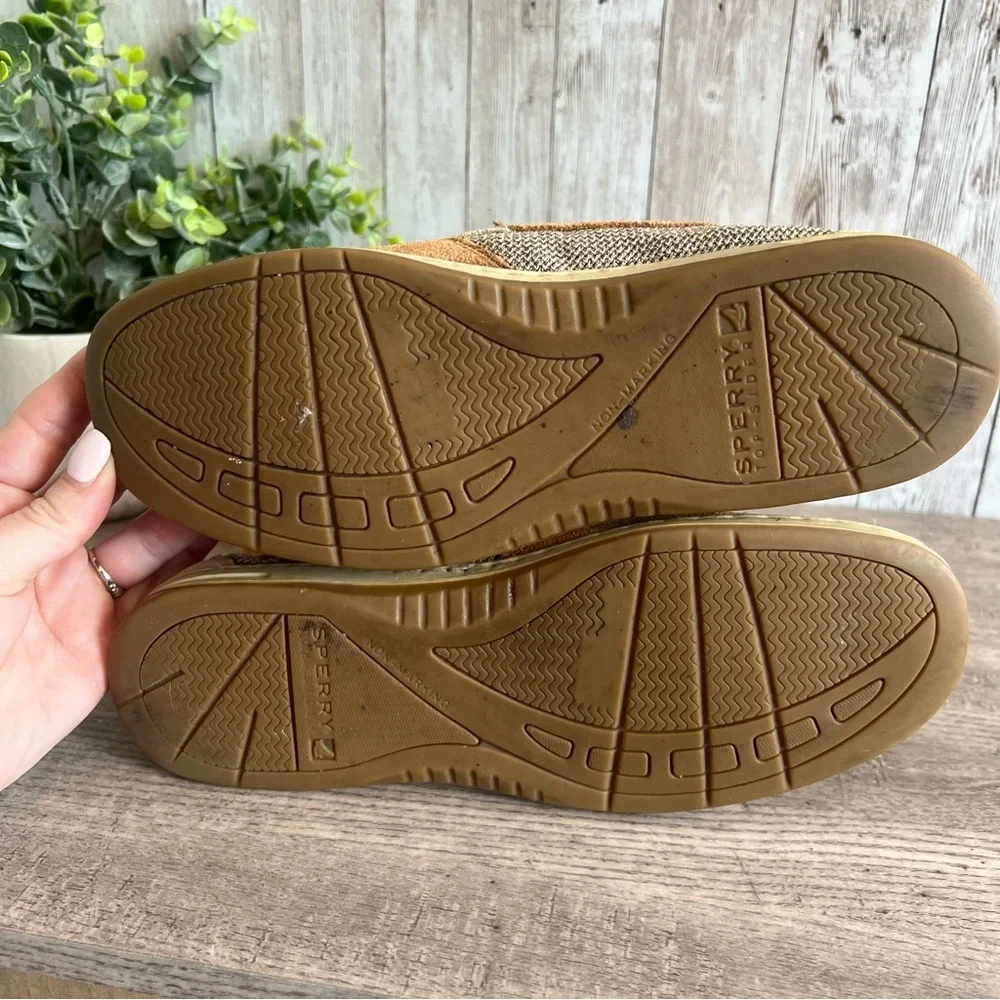 Sperry Ladyfish Fold Over Tan Suede Winter Boots Womens 8